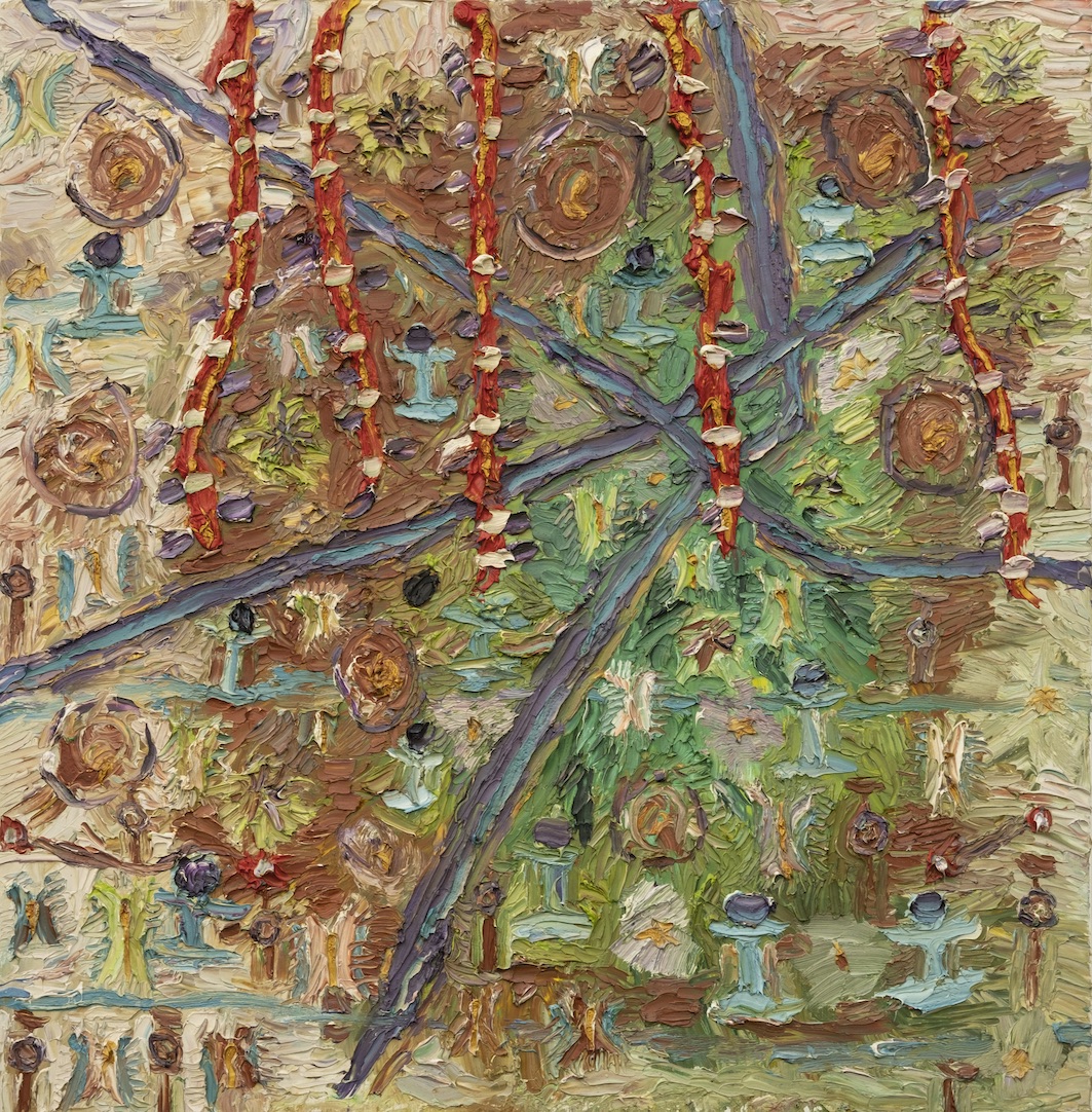 Damjan Šturm, Brez naslova, olje na platno, 100 x 100 cm, 2025