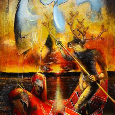 Brodar, mešana tehnika na platnu, 70 cm x 50 cm, 2008